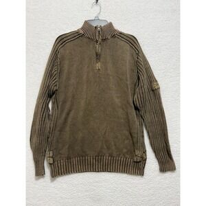 BKE Mens Quarter Zip Ribbed Knit‎ Pullover Sweater Brown XL